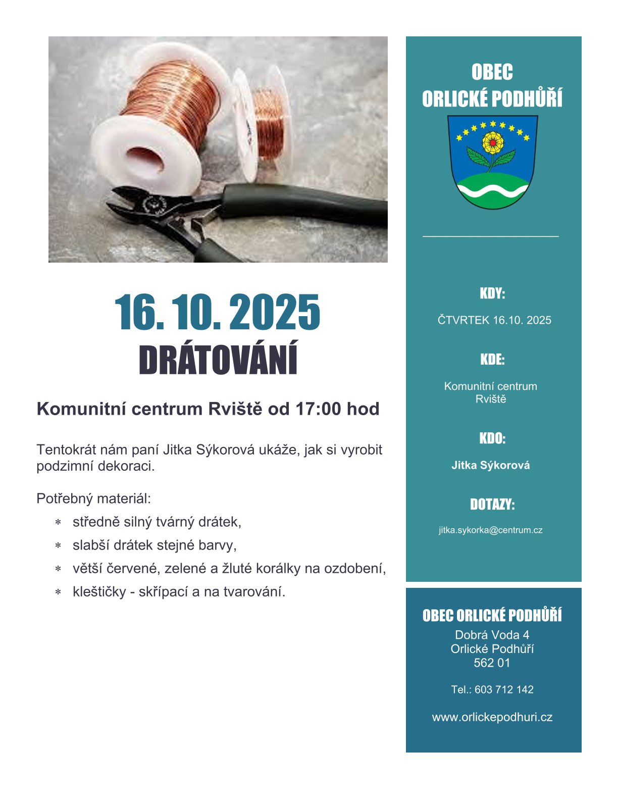 Drátování 16.10.2025