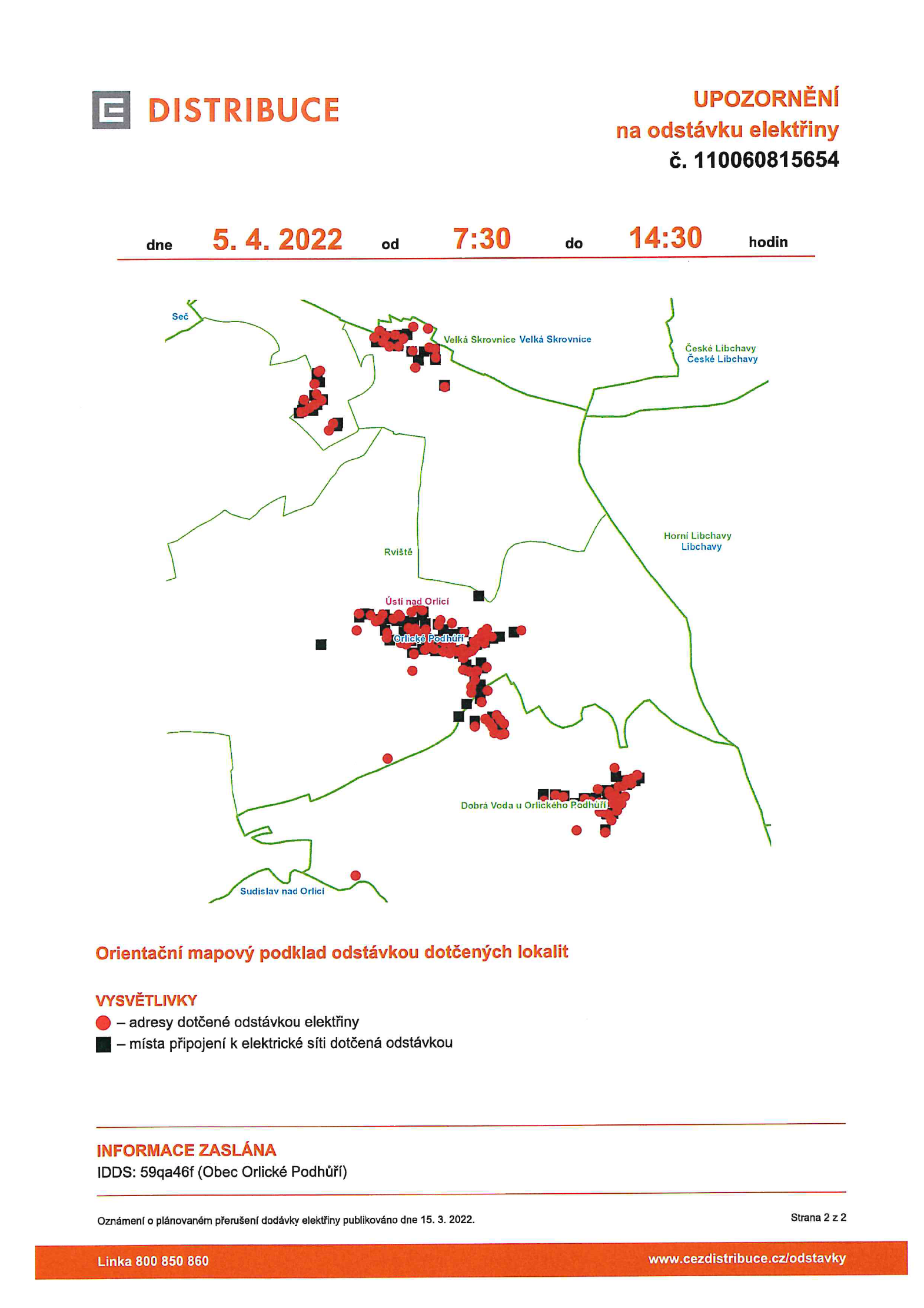 ČEZ odstávka 5.4.2022 2