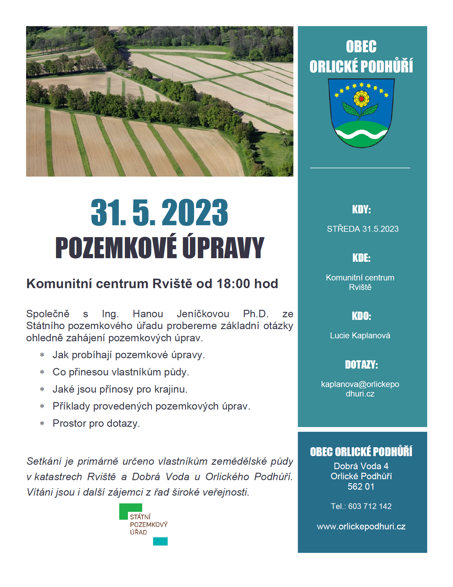 pozvánka 31.5.2023 pozemkové úpravy