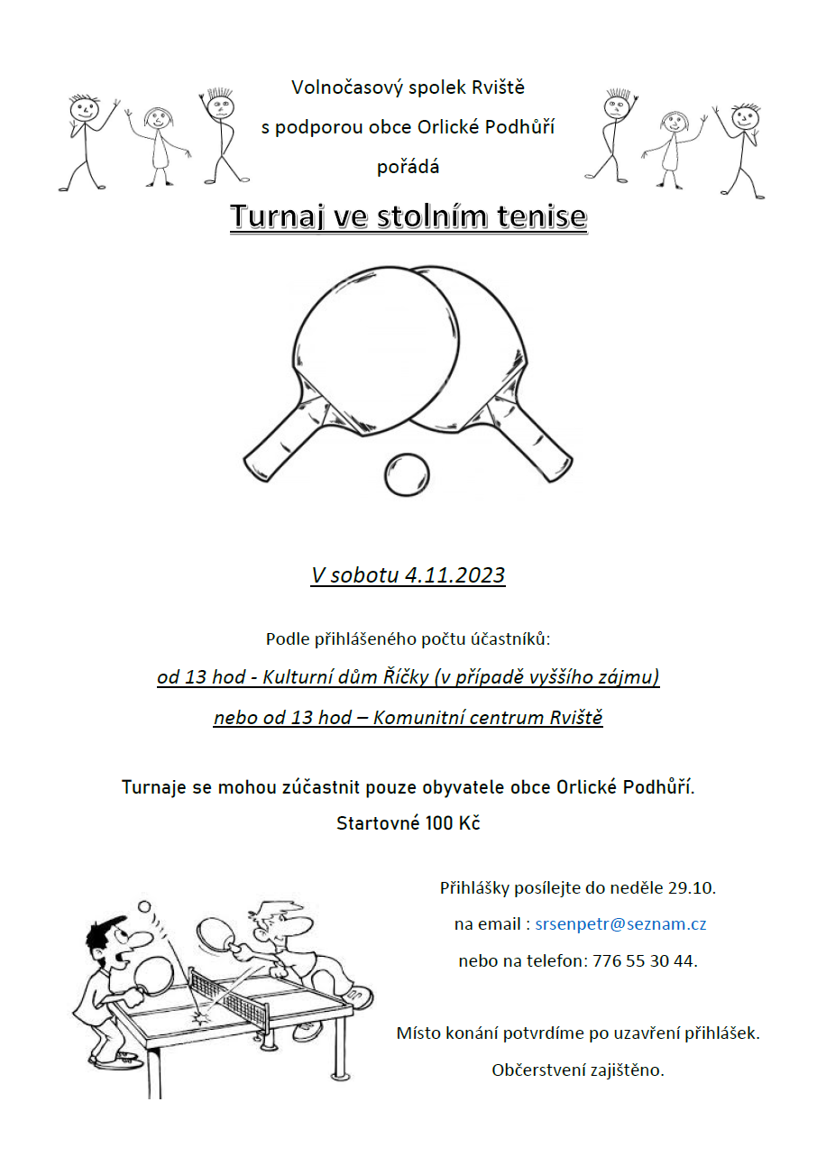 turnaj stolní tenis 4.11.2023