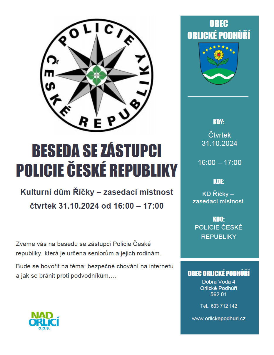 Beseda pro seniory s PČR KD 31.10.2024