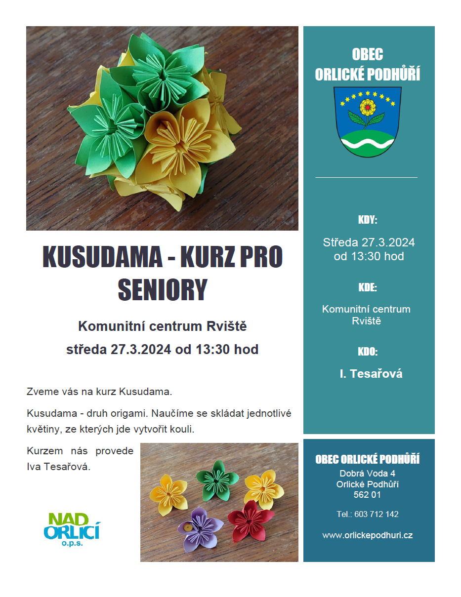 Kusudama kurz pro seniory 27.3.2024