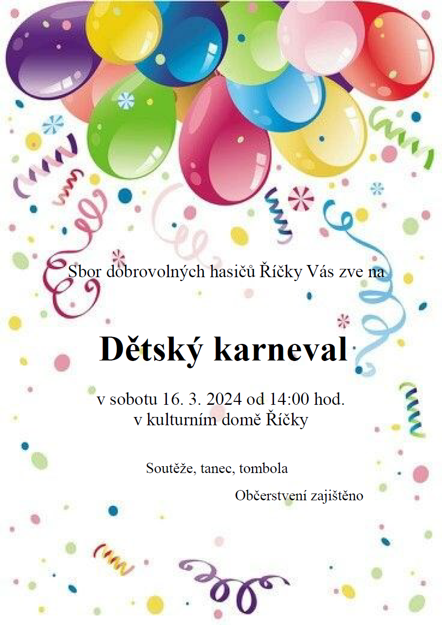 dětský karneval KD Říčky 16.3.2024