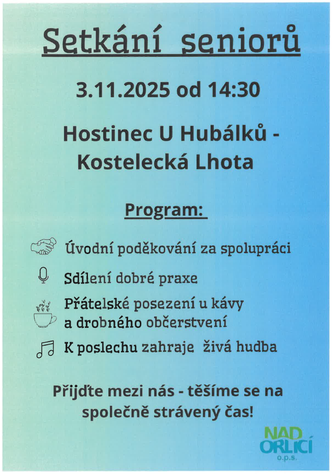 setkání seniorů 3.11.2025 MAS hostinec u hubálků