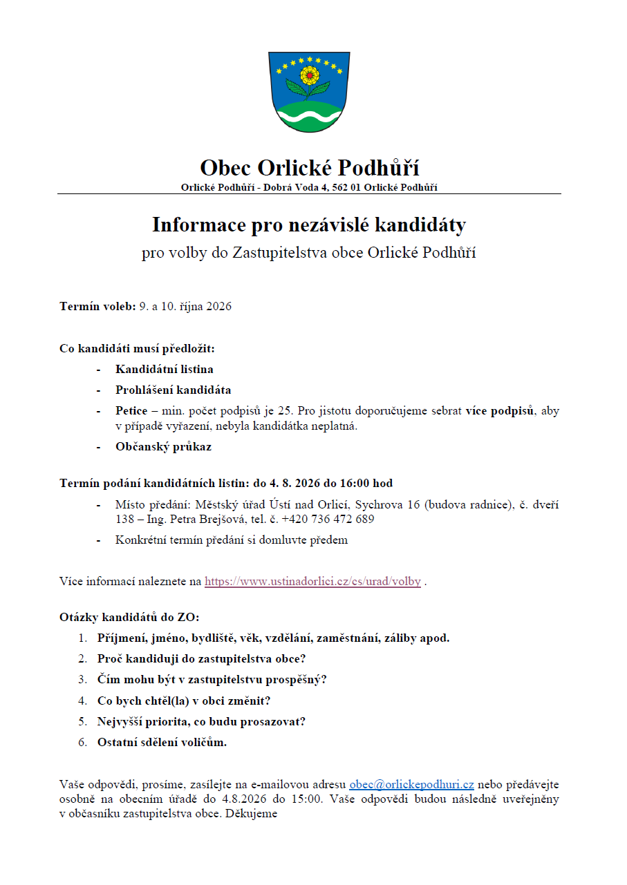 Informace pro kandidáty 2026 2