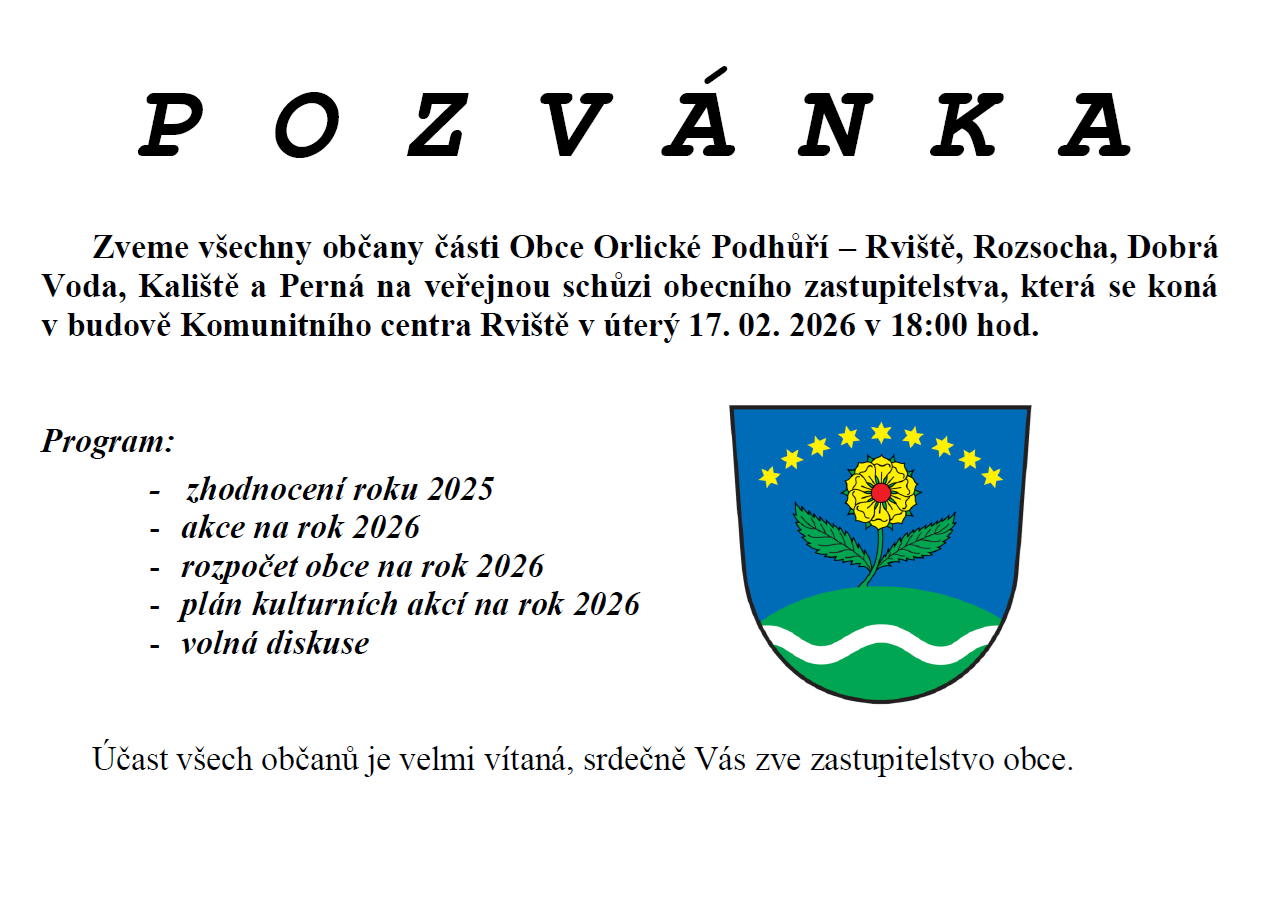 Pozvánka na veřejnou schůzi 17.2.2026 RV
